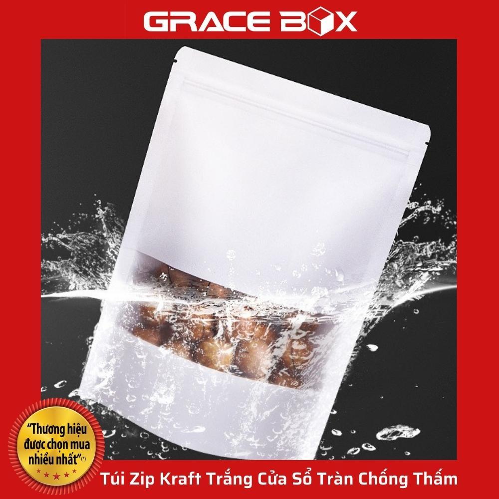 Túi Zip Kraft Trắng Cửa Sổ Tràn Chống Thấm