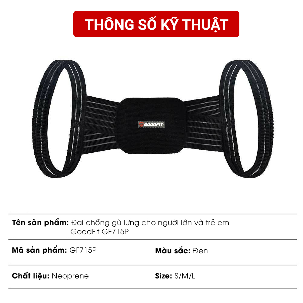 Đai chống gù lưng trẻ em, người lớn điều chỉnh tư thế GoodFit GF715P đai chống gù lưng cho bé