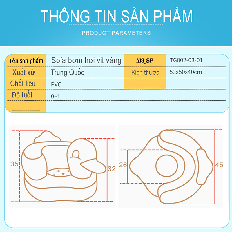 Ghế hơi sofa tập ngồi cho bé vịt vàng hàng loại tốt