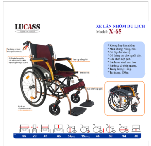 Xe Lăn Nhôm Du Lịch Lucass X-65 (X65)