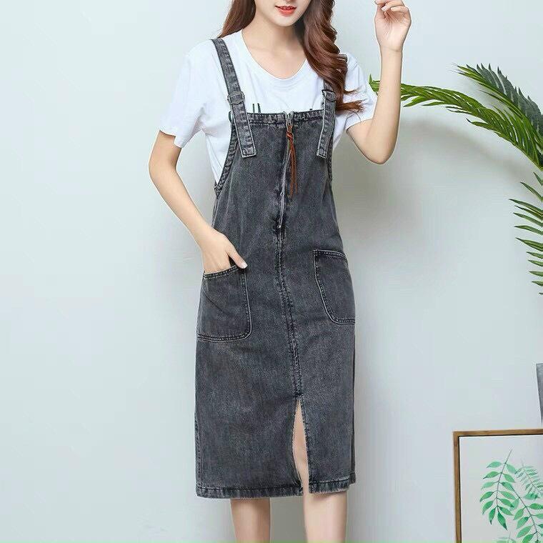 Yếm jean dài phối dây kéo nữ - yếm bò ulzzang phong cách hàn quốc cao cấp BEN Shop0807 htb6