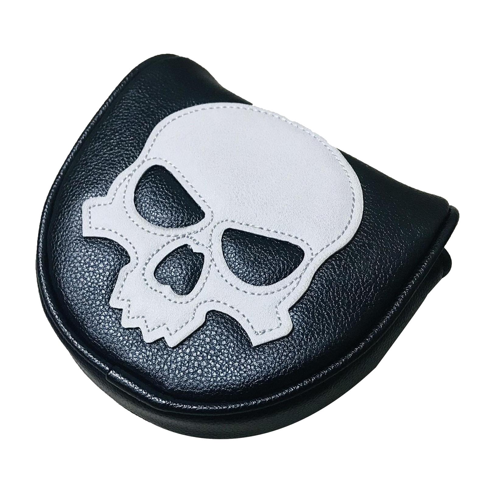 Golf Putter Head Covers Blade PU Leather Skull Pattern Design, Pack Club Headcover Fits All Brands Men Women