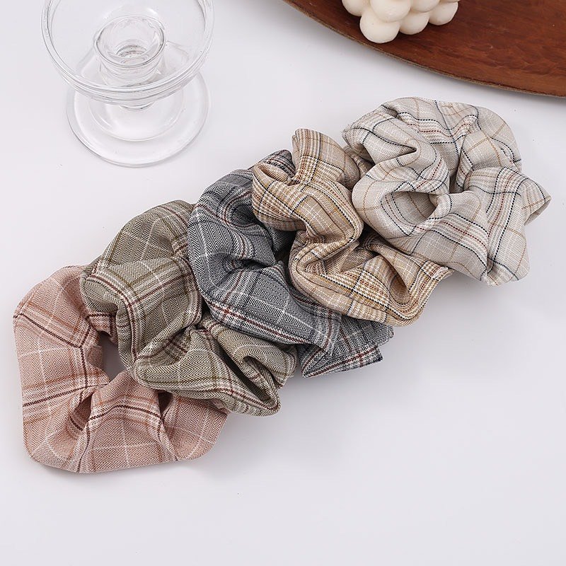Dây cột tóc in họa tiết caro thời trang Hàn Quốc dễ thương cho nữ
