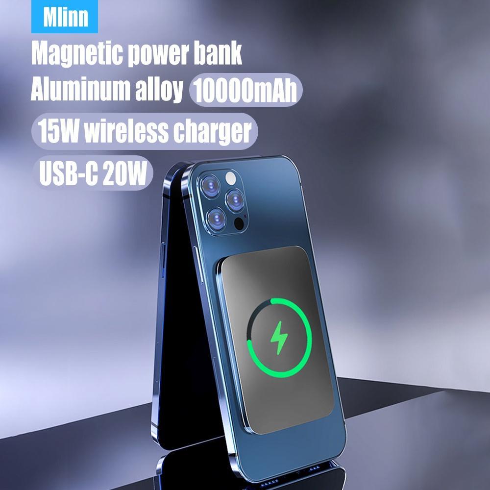 Pin sạc dự phòng không dây 10000mAh USB-C 20W bằng hợp kim nhôm thích hợp cho iPhone 12 13 Pro