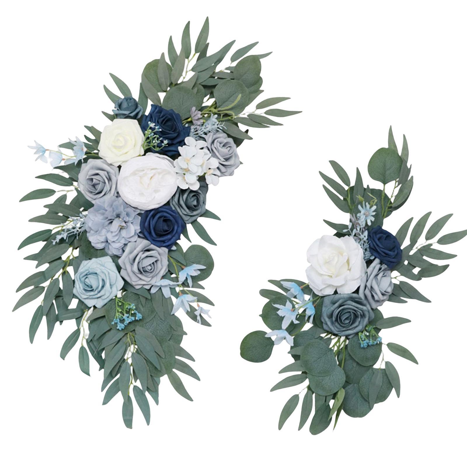 2x Wedding Arch Rose Wreath Floral Arrangement Silk Flowers Garland Hanging Wedding Arch Flowers for Arbor Front Door Party Table Decoration