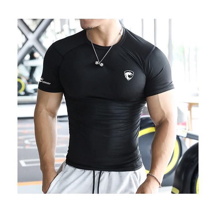 Áo Tập Gym Nam Vanquish cổ tròn, Ngắn tay, co dãn 4 chiều thích hợp tập gym đi bộ đạp xe vận động thoải mái