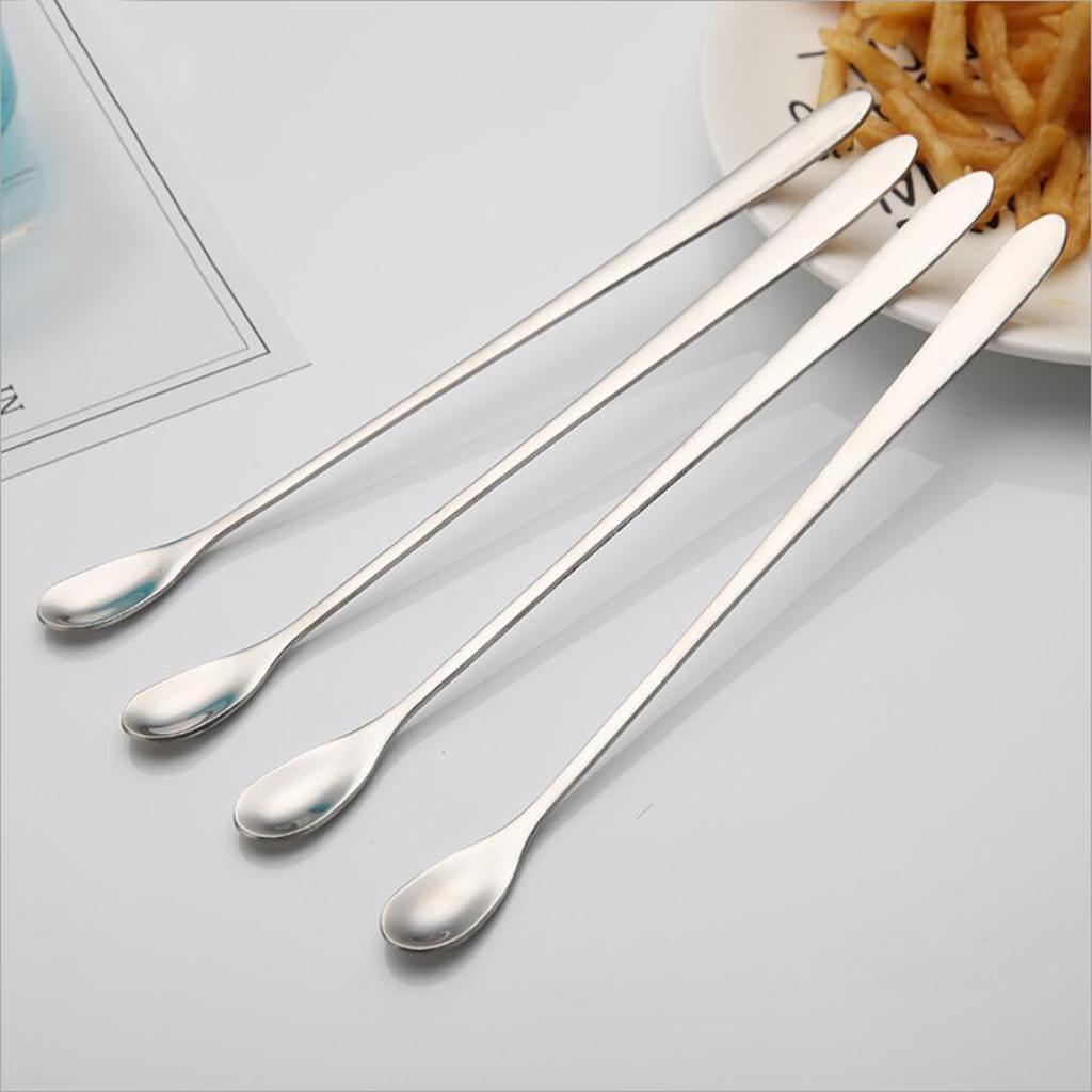 Long Handle Stainless Steel Stirring Spoon Milkshake Drinks Tea Coffee Spoon
