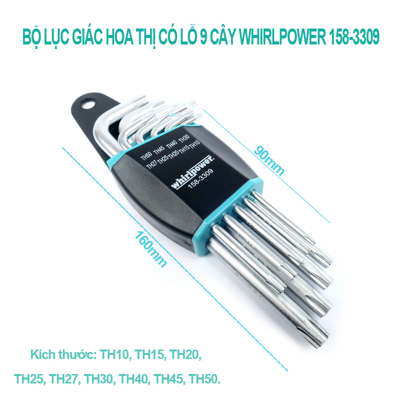 Bộ lục giác hoa thị 9 cây có lỗ Whirlpower 158-3309