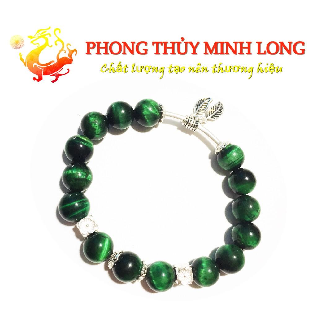 Vòng đá Mắt Hổ Xanh Lá chất lượng 5A mix phụ kiện Bạc hợp người mệnh Hỏa và Mộc