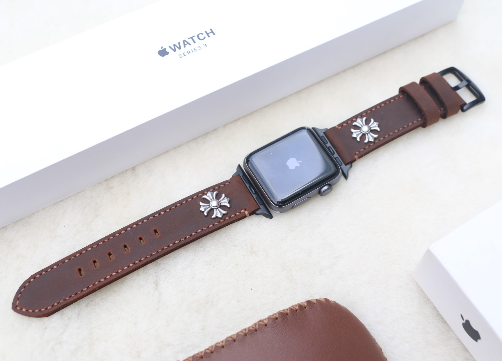 Dây Da Bò Sáp Thay Thế Dành Cho Apple Watch - Handmade