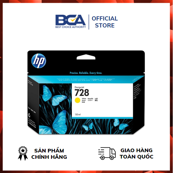 Mực in HP 728 130ml Yellow Ink Cartridge (F9J65A) - Hàng Chính Hãng