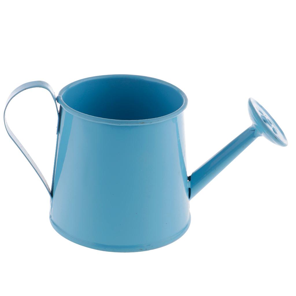 Pastoral Style Colorful Tin Flower Pot Mini Bonsai Watering Can Pot