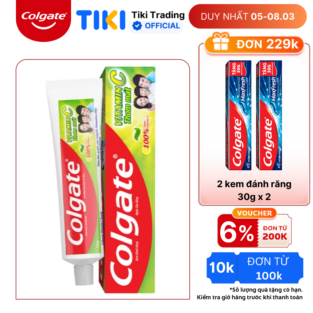 Kem Đánh Răng Colgate Vitamin C Thơm Mát 170G