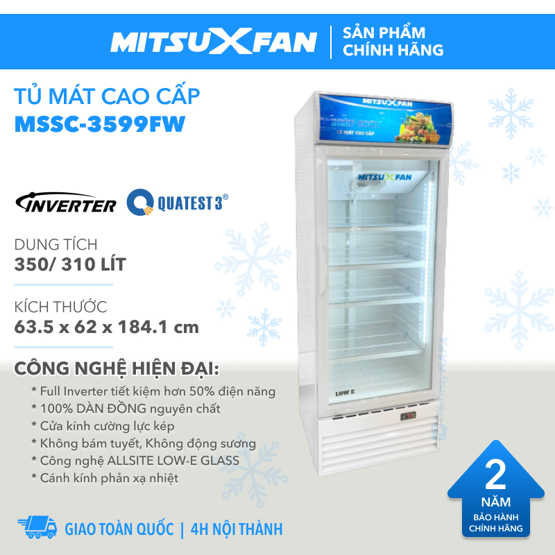 Tủ Mát 2 Cánh MITSUXFAN MSSC-1099FWDE Inverter, Dung Tích 1050/ 920 Lít, Tủ Mát Kép Điều Khiển Điện Tử, Kính Cường Lực Kép, ROLLFIN 100% Đồng, LOW-E Không Bám Tuyết/Đọng Sương, MSSC1099FWDE, Tiết Kiệm Điện - Giao Miễn Phí TP.HCM &amp; Lân Cận, Hàng Chính Hãng