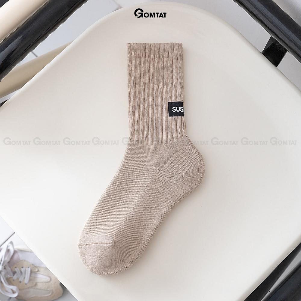 Tất vớ nam nữ cổ cao cao cấp GOMTAT màu caramen có đệm xù, chất liệu cotton mềm mại - CAOGANTAM-ZHU-6005-1DOI