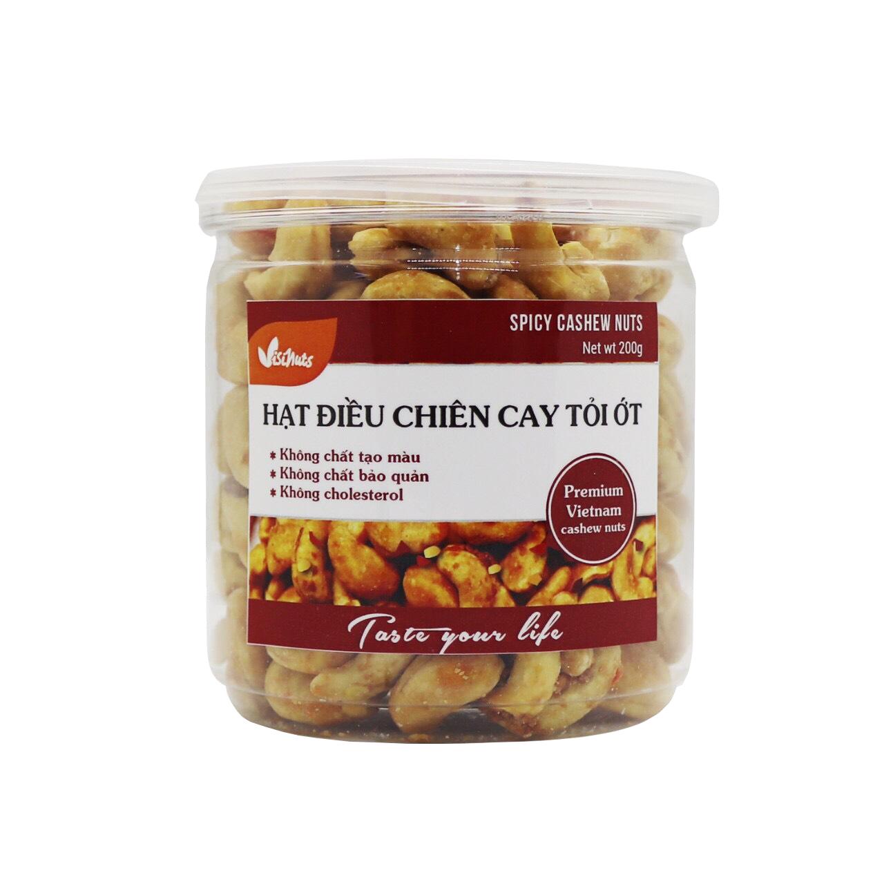 Hạt điều chiên cay tỏi ớt hộp 200 Gram