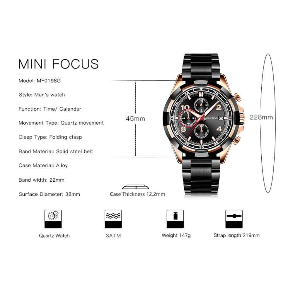 Đồng hồ nam MINI FOCUS MF0198G Dây đeo bằng thép không gỉ,không thấm nước