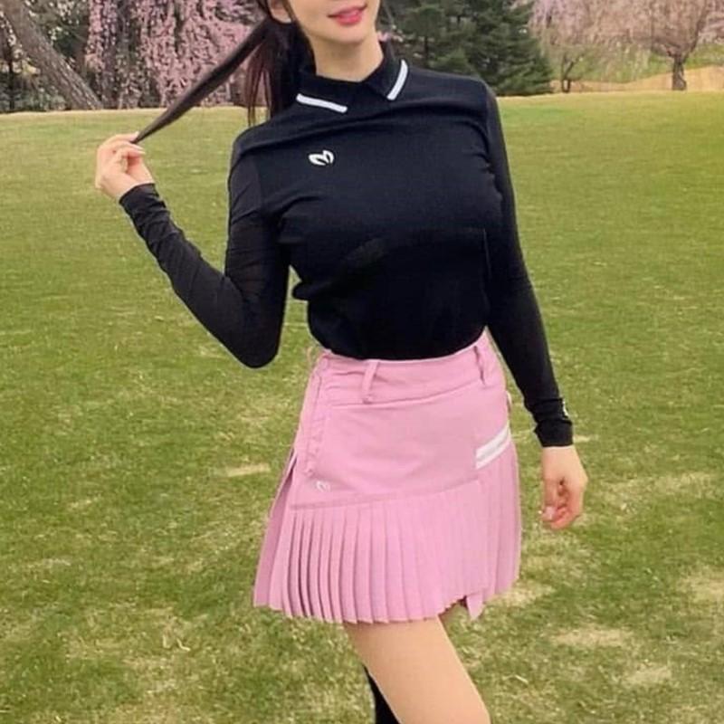 Golf mùa hè áo chống nắng dài tay nữ ice lụa tay dài áo thun mùa hè co giãn nhẹ áo len Golf nữ mặc Color: Black Size: 3