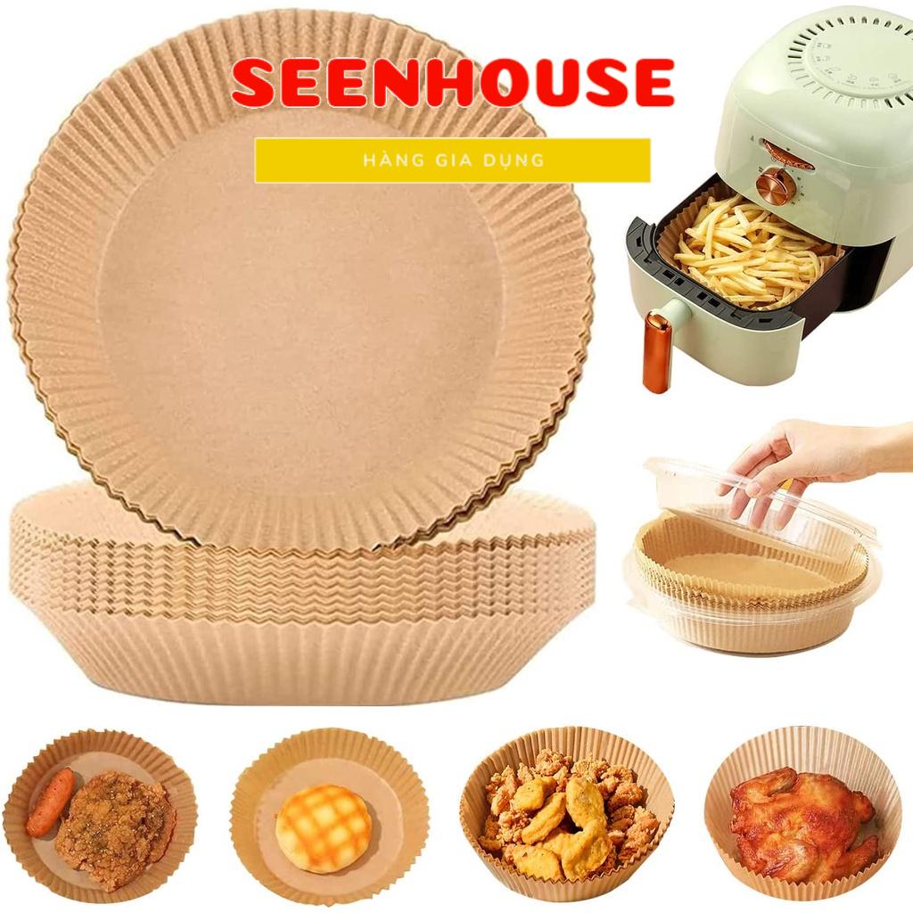Giấy nến vàng TRÒN khay lót nồi chiên không dầu 1 tệp 50 tờ cực tiện không gây hỏng nồi