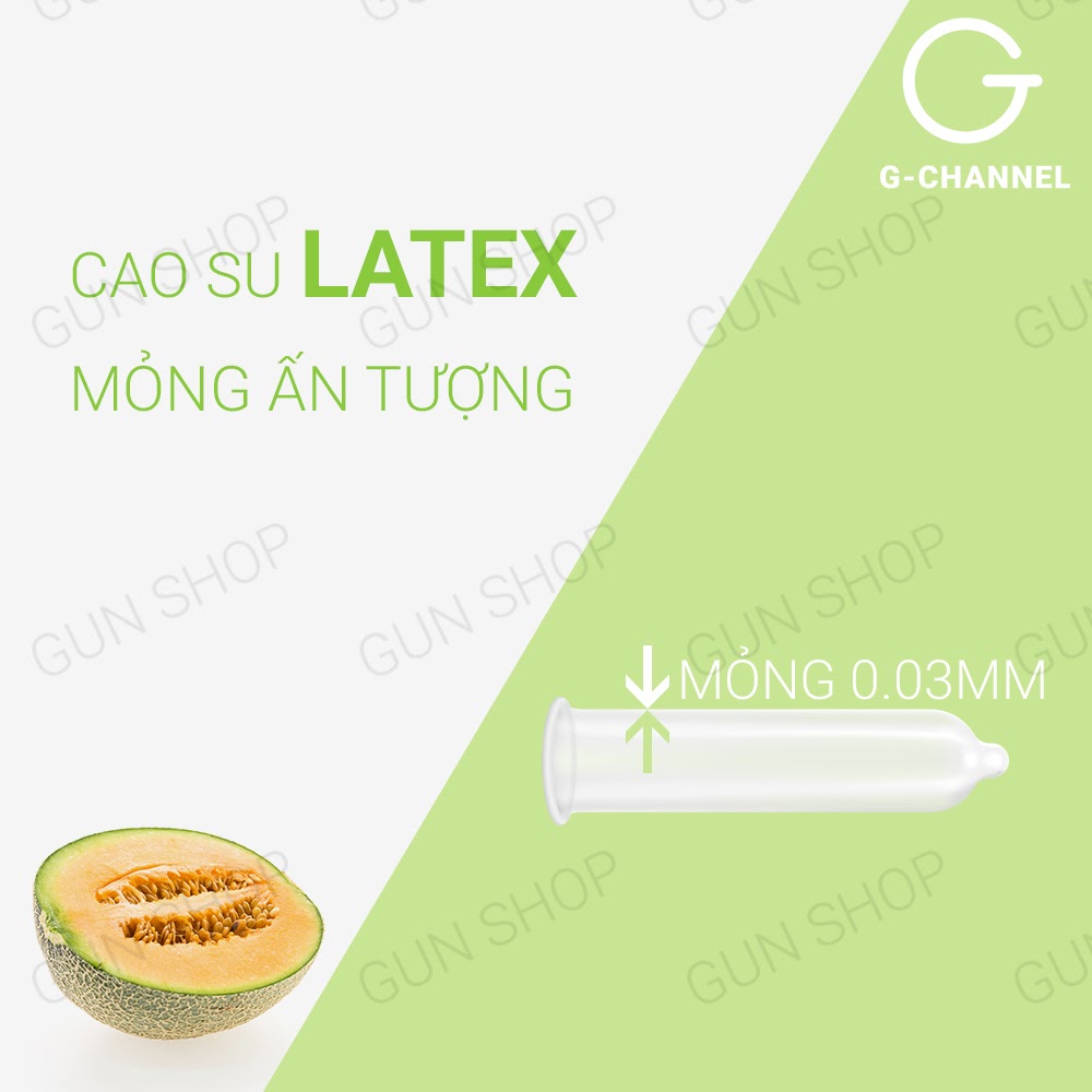 [Hộp 4 cái] Bao cao su Nakanishi - Siêu mỏng 0.03mm - Hương dưa lưới kèm 1 chiếc BCS Gun Super Thin