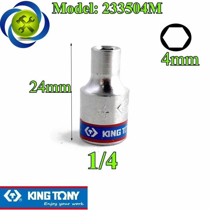 Tuýp 4mm 1/4 Kingtony 233504M loại ngắn 6 cạnh màu trắng