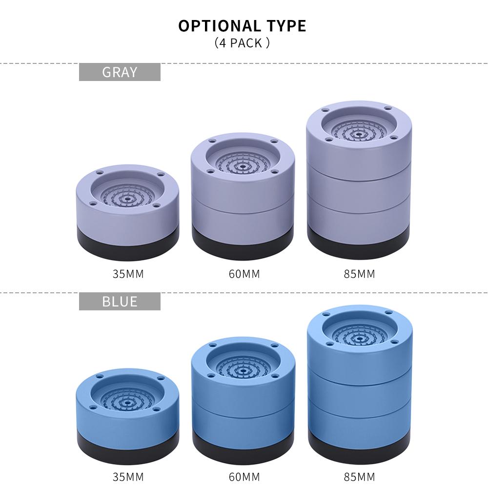 4 chân đế chống rung máy giặt tủ lạnh chống trượt chống ồn bằng nhựa sợi resin và keo TPU-Màu Xám-Size 3.5 CM