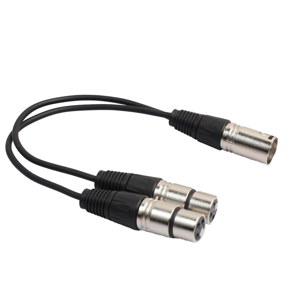 XLR Audio Microphone Y Splitter Cable 3-pin Male to 2 Female Adapter 1ft