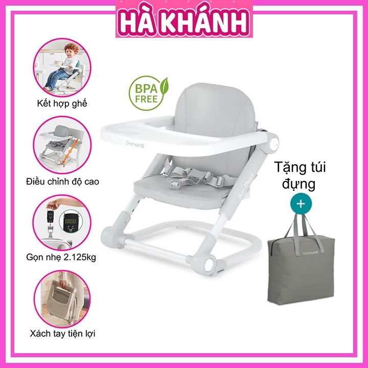 Ghế ăn dặm cho bé Gromast siêu gọn nhẹ, có đệm ngồi tháo rời, tuỳ chỉnh độ cao, chất liệu BPA FREE an toàn