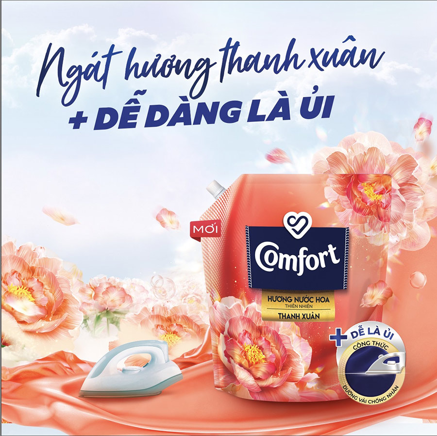 Nước Xả Làm Mềm Vải Comfort Chống Nhăn Hương Thanh Xuân Túi 3.6L