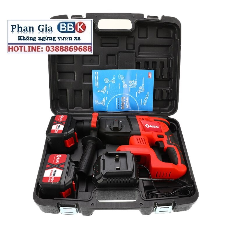 Máy Khoan Bê Tông KEN 188V - PIN 15 CELL 3 Chức năng - Động Cơ Từ Không Chổi Than - Máy Khoan Có Búa 100% Dây Đồng - Bảo Hành 12 Tháng