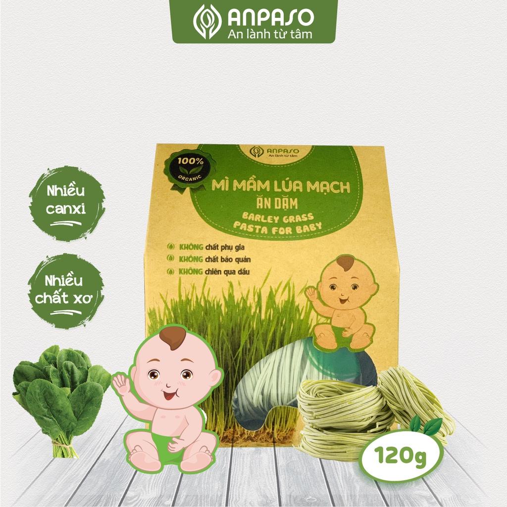 Mì Rau Củ Mầm Lúa Mạch Organic Anpaso Ăn Dặm Cho Bé Từ 6 Tháng Tuổi 120g 300g - Bổ Sung Chất Xơ, Giàu Sắt và Các Vitamin C, Nhóm B, A, Cải Thiện Hệ Tiêu Hóa, Tốt Cho Sức Khỏe Của Bé