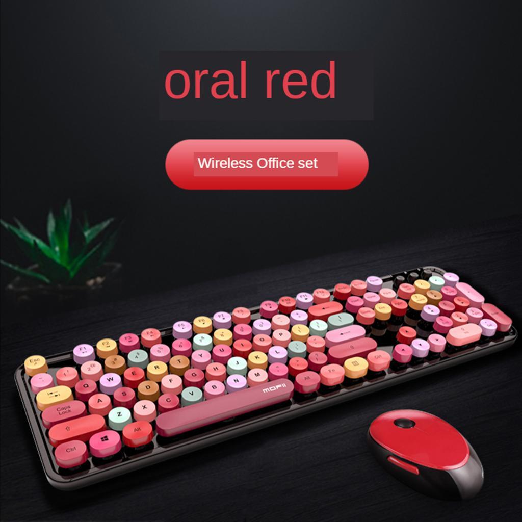 Mixed Color Wireless Keyboard and Mouse 104 Colorful Red Mixed Color