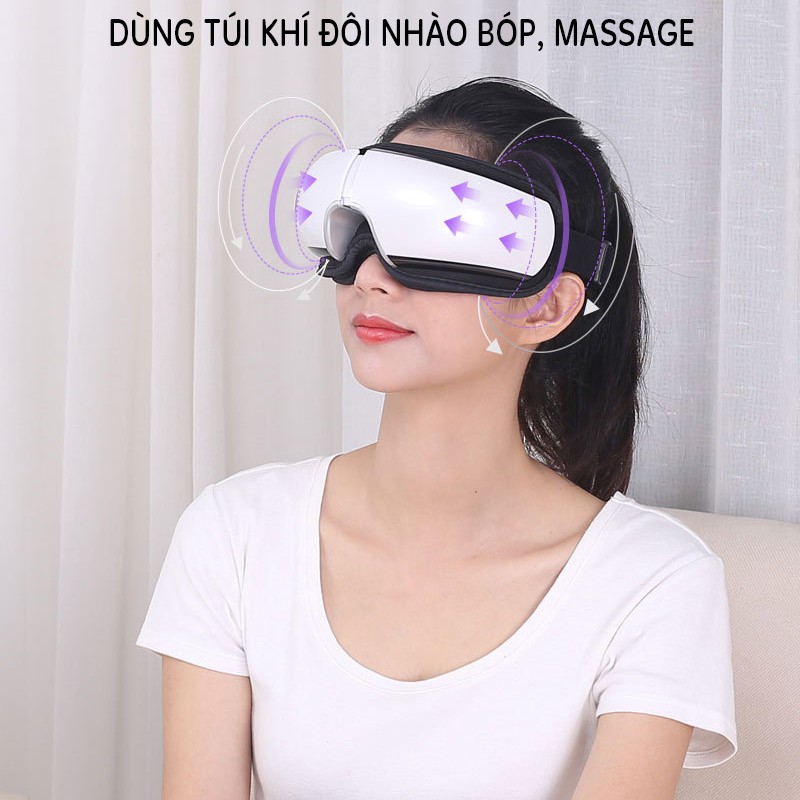 Máy Massage Mắt 3 Tính Năng Nhiệt – Rung – Khí Nén, Massage Vùng Thái Dương, Giảm Nhức Mỏi, Thâm Mắt