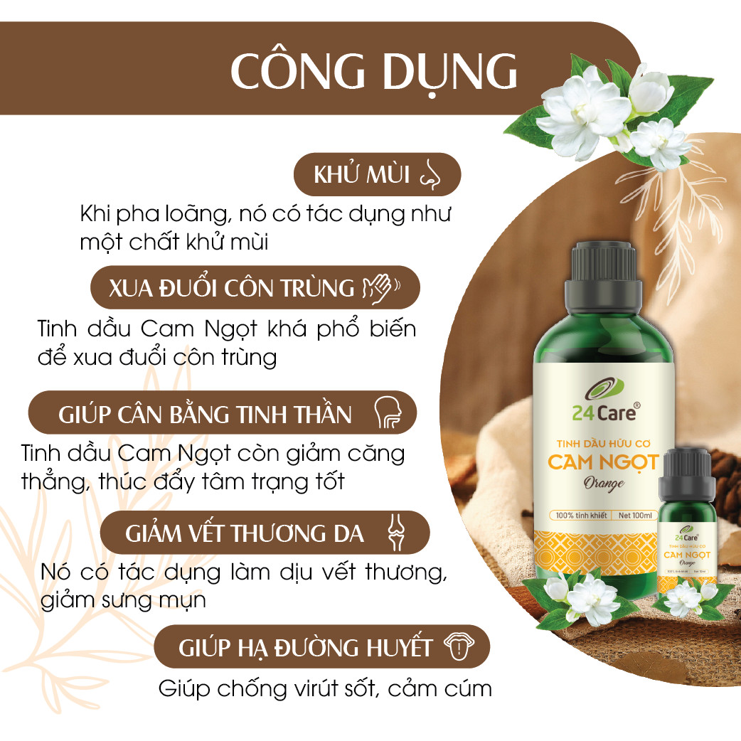 Tinh dầu 24Care 50ml - chiết xuất thiên nhiên, khử mùi thơm phòng, thư giãn tinh thần