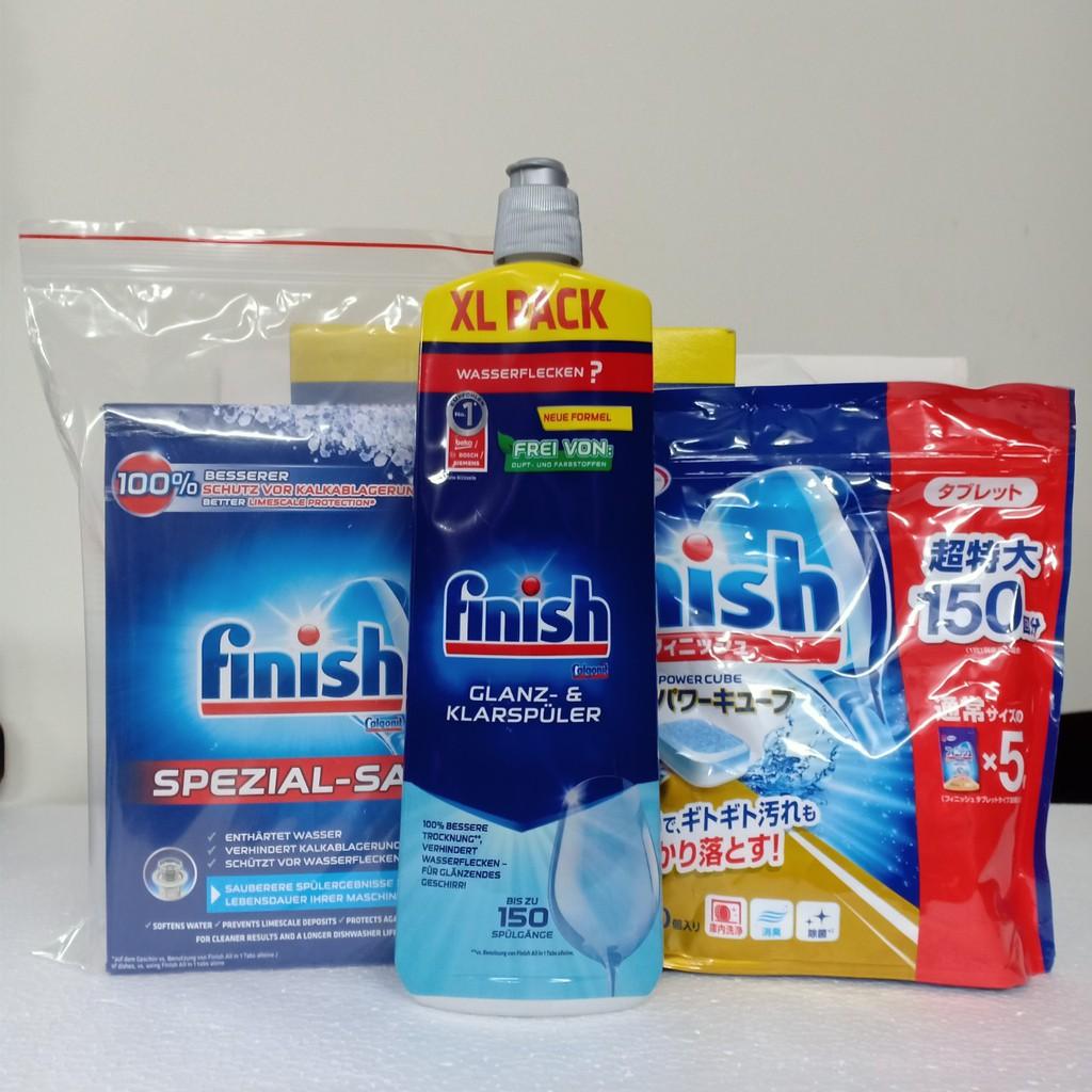 Combo Viên Finish 150 tabs + Muối Finish 1.2kg + Nước làm bóng bát Finish 750ml