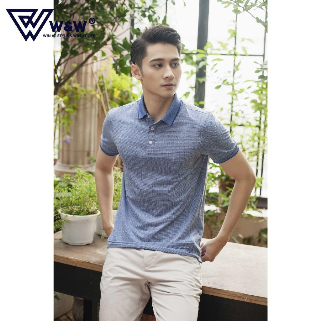 Áo Thun Polo Nam W&amp;W Dáng Regular Fit- Cổ Áo Không Chân Phối Màu Khác Biệt, Chất Liệu Thoáng Mát, Thấm Hút Tốt WPO77R