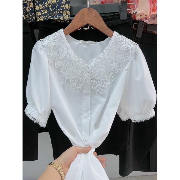 Áo sơ mi phối cổ ren to siêu hót hàng bán shop