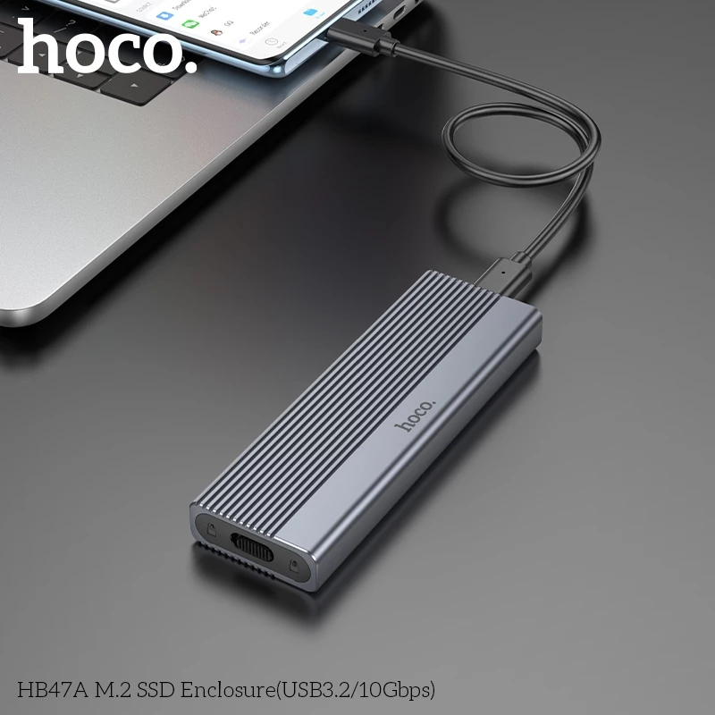Box đựng ổ cứng Enclosure cho SSD M2 NVMe Hoco HB47A hợp kim nhôm tốc độ 10Gbps (đọc 1000MB/s, ghi 990MB/s) _  Hàng chính hãng