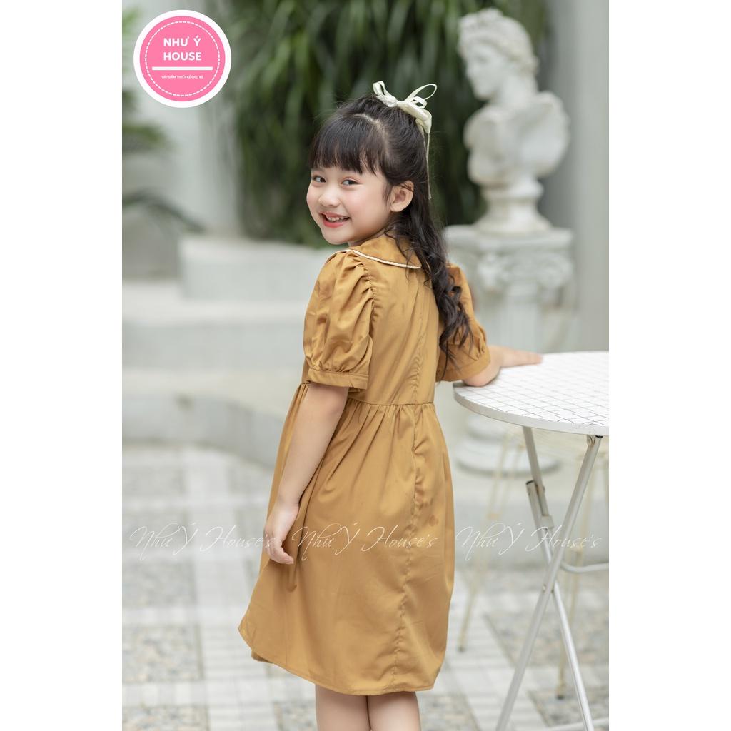 Váy Bé Gái 8-40kg NHƯ Ý HOUSE'S- Đầm Công Chúa, váy trẻ em, hàng thiết kế - váy nâu nẹp xám - 8-40kg