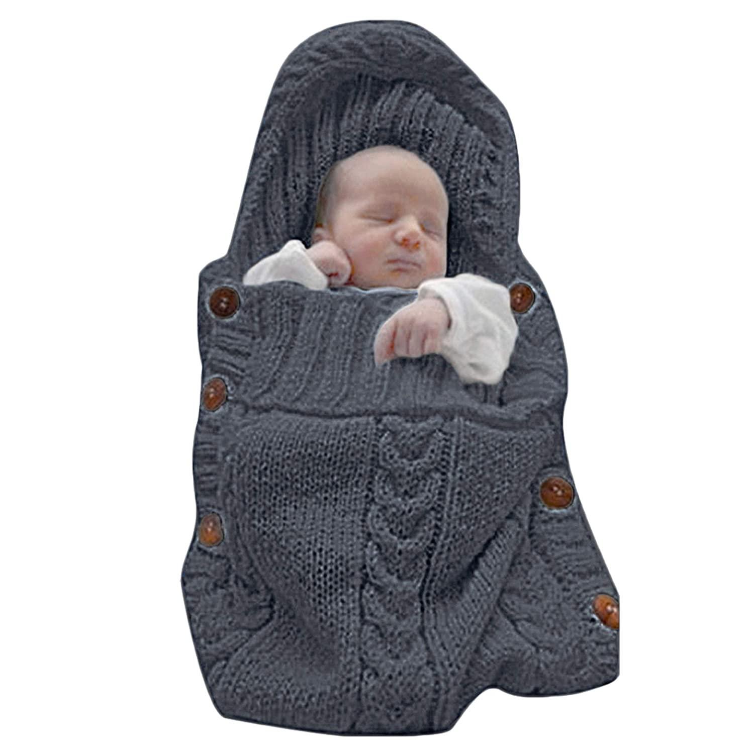 Bé Sơ Sinh Quấn Swaddle Chăn Đan Túi Ngủ Nhận Chăn Màn Xe Đẩy Quấn Cho Bé (Xám Đậm) (0-6 Tháng)