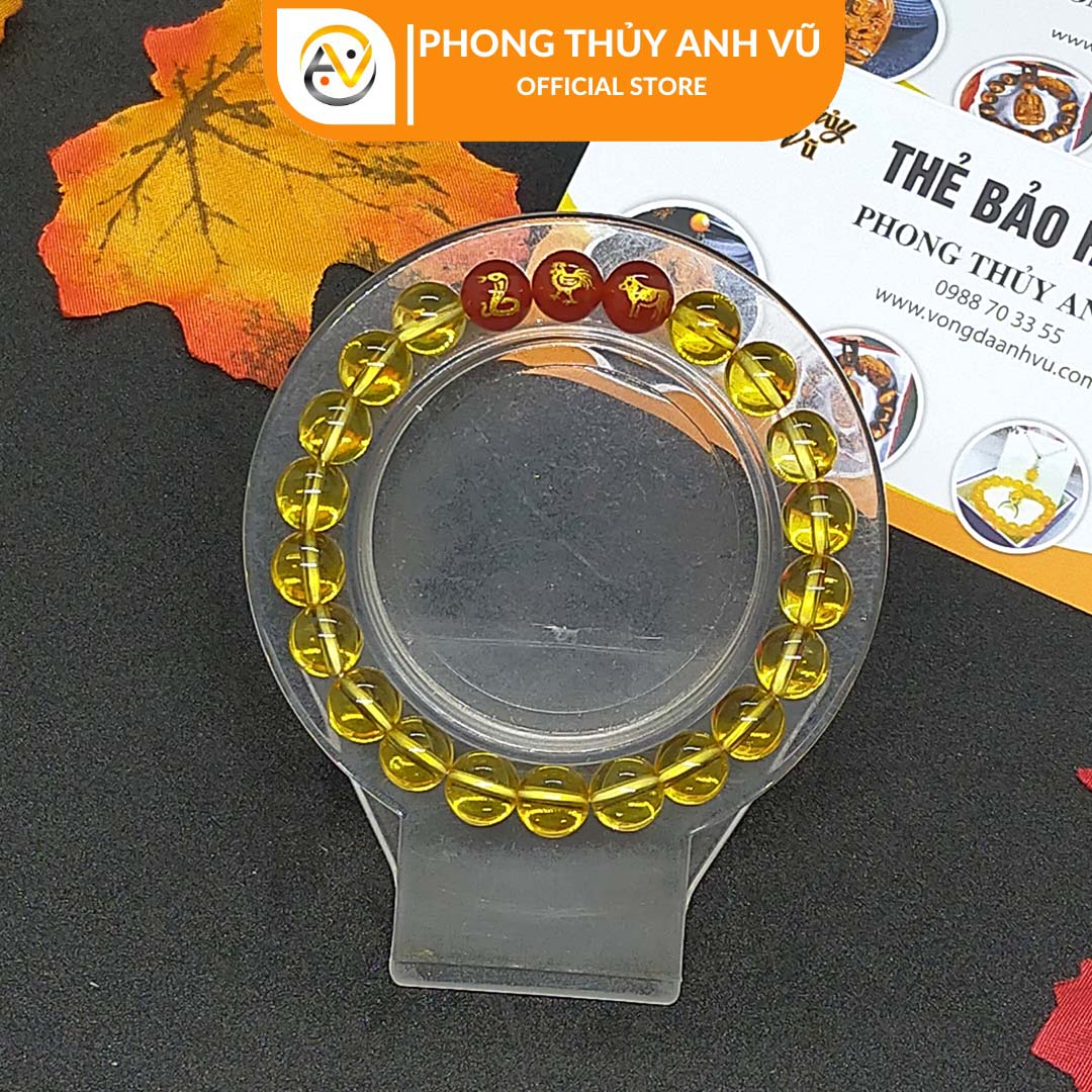 Vòng thạch anh vàng tam hợp tỵ dậu sửu đã khai quang - size 8 10ly - may mắn tài lộc - Vòng Tam Hợp Anh Vũ
