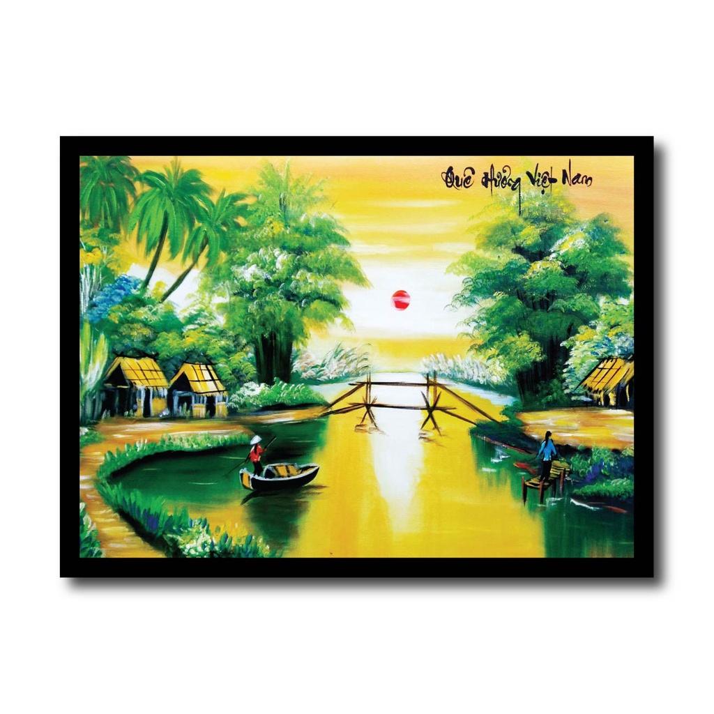 Tranh thư pháp treo tường, nhà thờ đức bà, chợ bến thành, phong cảnh quê hương Việt Nam, quà tặng lưu niệm