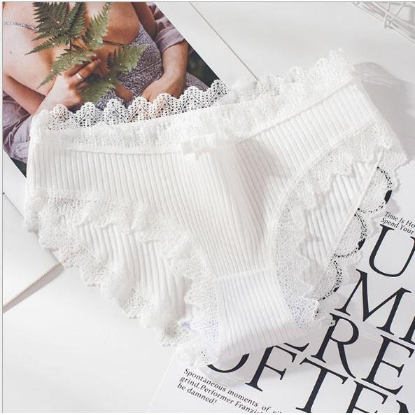 Quần lót cotton sợi tre kháng khuẩn cao cấp viền ren sexy đáng yêu Shoping QL1C phong cách cô bé ngây thơ