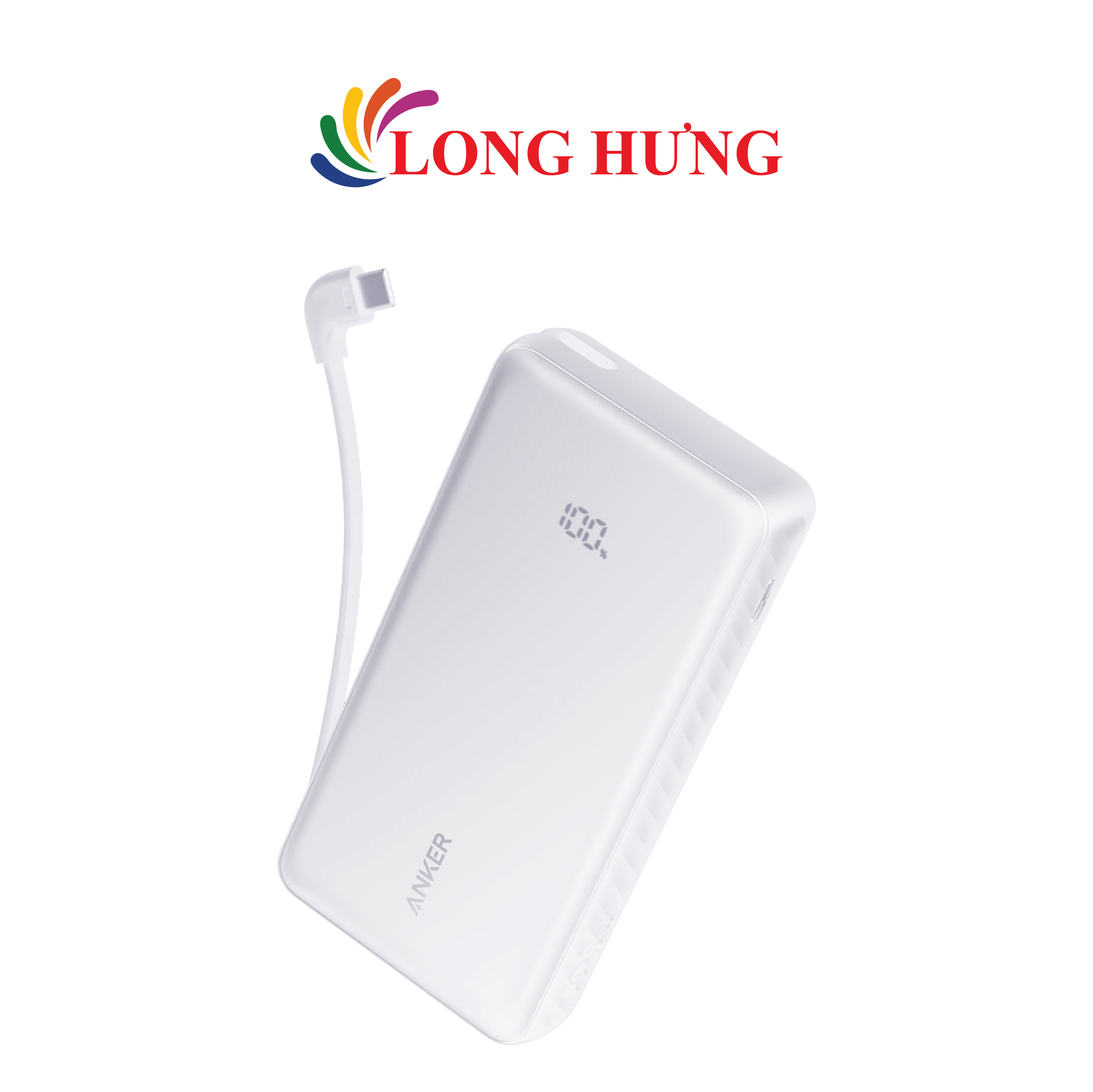 Sạc dự phòng Anker Zolo Power Bank Built-In 90° Cable 1USB 1Type-C 22.5W 20000mAh A110E - Hàng chính hãng