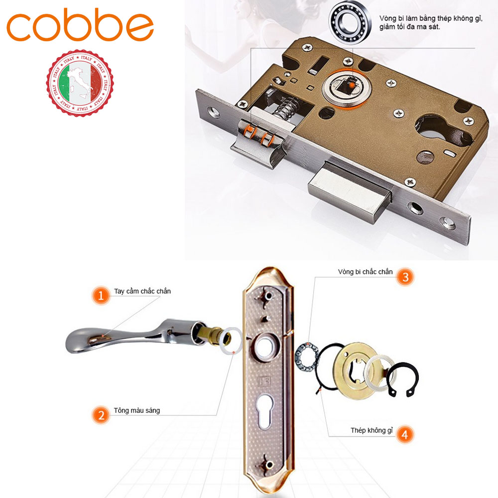 Khóa cửa Tay nắm ngang Cobe bền đẹp sang trọng cho vila, biệt thự