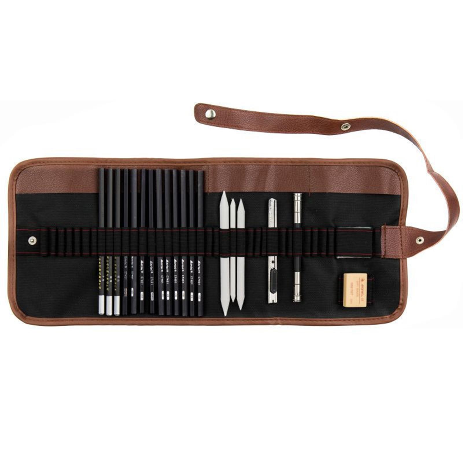 29/30PCS Pencil Set Draw Sketching Charcoal Pencil Art Professional Art Supplies with Storage Bag Portrait Drawing Tool
