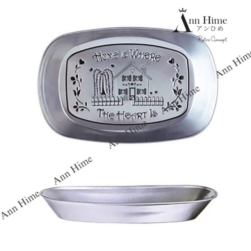 Khay Đựng Đồ Ăn, Bánh Ngọt,Hoa Quả Bằng Inox Họa Tiết Vintage