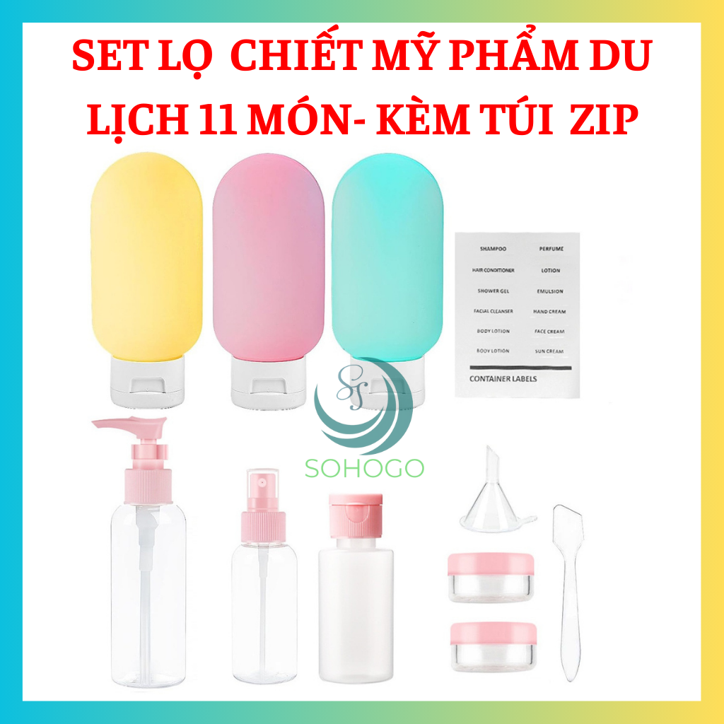 [CHỌN MẪU]-Set 11 Lọ Chiết Mỹ Phẩm Chống Rò Rỉ Tiện Dụng Khi Đi Du Lịch-Bộ Chiết Mỹ Phẩm 11 Món Mini Hàn Quốc Tiện Dụng