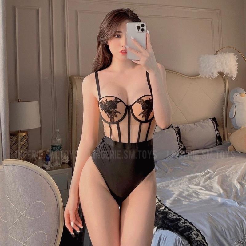 D11071 Bodysuit Cao Cấp Hoạ Tiết Thêu Hoa Sang Chảnh - Có Gọng Mút Dày Nâng Cấp Vòng 1 Cực Đỉnh