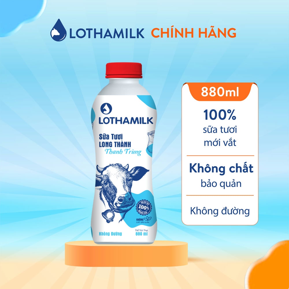 Sữa tươi thanh trùng Lothamilk chai 880ml